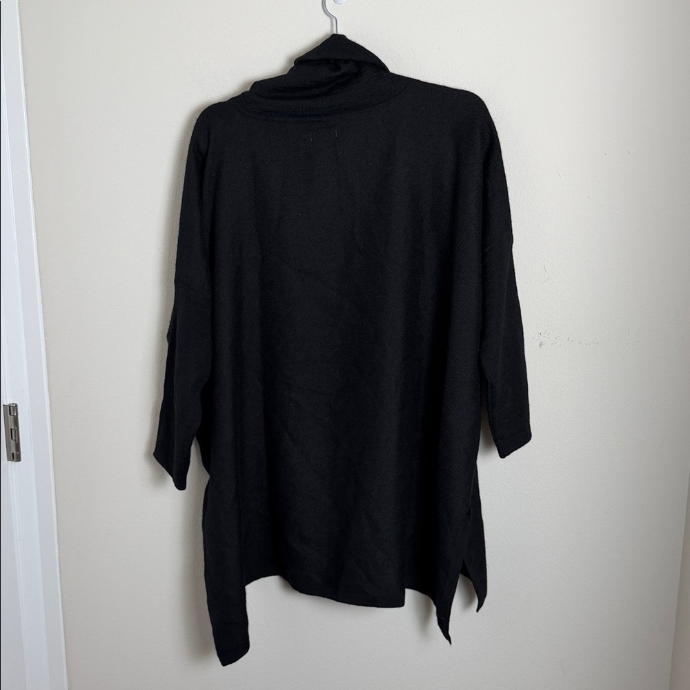 Cuyana Black Baby Alpca Turtleneck Poncho Size Regular Travel Cozy Oversized - Picture 7 of 7